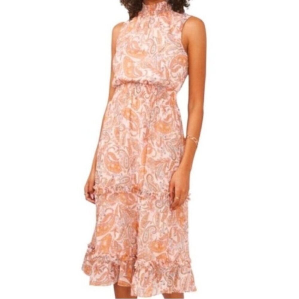 1. State Pink Paisley Midi Dress — Size M